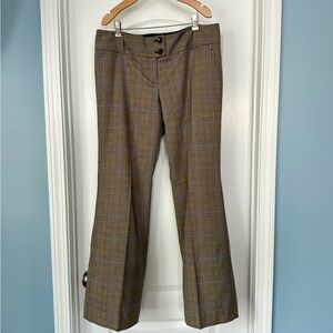 NWT The Limited Drew Fit Light Brown Plaid Flare Leg Dress Pants, Sz 14